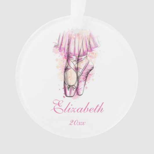 Ballerina Schuhe Weihnachtsbaumschmuck Rosa Ornament (Vorderseite)