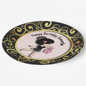 Ballerina schwarz und gold pappteller (Schrägansicht)