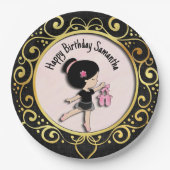 Ballerina schwarz und gold pappteller (Vorderseite)