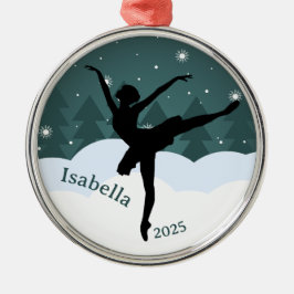 Ballerina Silhouette Arabesque Geometric Winter Ornament Aus Metall