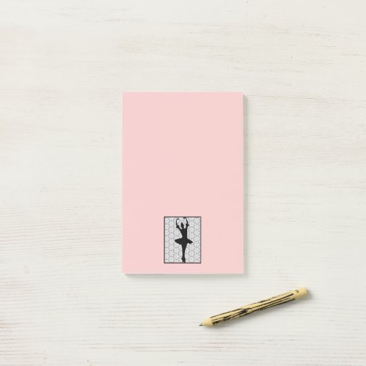 Ballerina-Silhouette auf einem hellrosa Untergrund Post-it Klebezettel (Auf Schreibtisch)