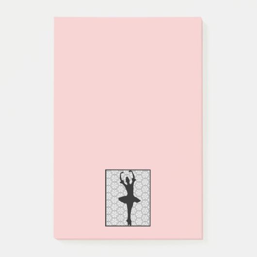 Ballerina-Silhouette auf einem hellrosa Untergrund Post-it Klebezettel (Vorderseite)