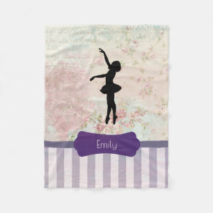 Ballerina-Silhouette auf elegantem Vintage-Muster Fleecedecke
