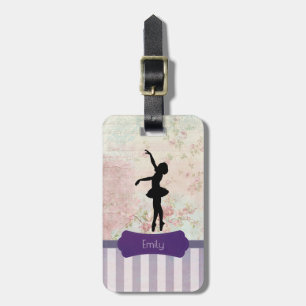 Ballerina-Silhouette auf elegantem Vintage-Muster Gepäckanhänger