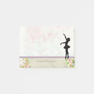 Ballerina-Silhouette auf elegantem Vintage-Muster Post-it Klebezettel