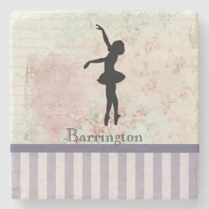 Ballerina-Silhouette auf elegantem Vintage-Muster Steinuntersetzer