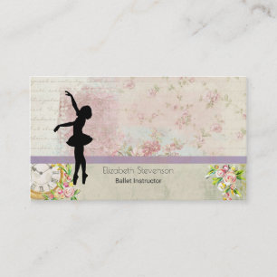 Ballerina Silhouette auf elegantem Vintagem Muster Visitenkarte