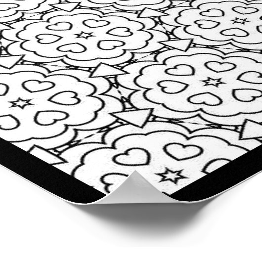 Ballerina-Silhouette auf Herz-Mandala-Hintergrund Poster (Ecke)