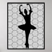 Ballerina-Silhouette auf Herz-Mandala-Hintergrund Poster (Vorne)