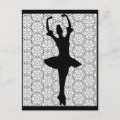 Ballerina-Silhouette auf Herz-Mandala-Hintergrund Postkarte (Vorderseite)