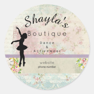 Ballerina-Silhouette Elegant Vintage Geschäft Runder Aufkleber