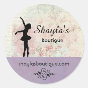 Ballerina-Silhouette Elegant Vintage Geschäft Runder Aufkleber
