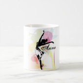 Ballerina Silhouette farbig anpassbarer Name Kaffeetasse (Mittel)