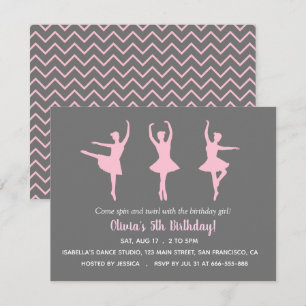 Ballerina-Silhouette Mädchen-Geburtstagsfeier Einladung