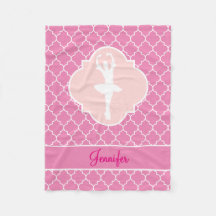 Ballerina-Silhouette-Rosa Quatrefoil mit Namen