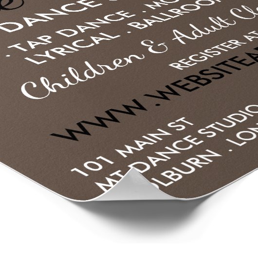 Ballerina Silhouette, Tanzkurse Werbung Poster (Ecke)