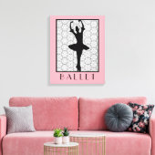 Ballerina Silhouette über ein Herz-Mandala-Muster Leinwanddruck (Insitu (Wohnzimmer))