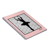 Ballerina Silhouette über ein Herz-Mandala-Muster Notizblock (Rechte Seite)