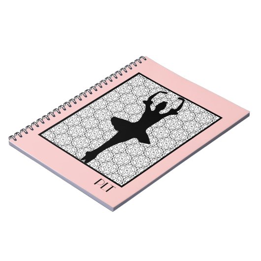 Ballerina Silhouette über ein Herz-Mandala-Muster Notizblock (Linke Seite)