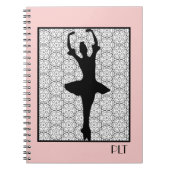 Ballerina Silhouette über ein Herz-Mandala-Muster Notizblock (Vorderseite)