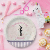 Ballerina-Silhouette über Vintages Muster zum Gebu Pappteller (Party)