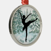 Ballerina Silhouette Winterlandschaft Ornament Aus Metall (Rechts)