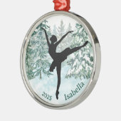 Ballerina Silhouette Winterlandschaft Ornament Aus Metall (Links)