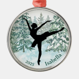 Ballerina Silhouette Winterlandschaft Ornament Aus Metall