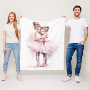 Ballerina Sisters Embracing Pink Tutu Hug Tanz Fleecedecke