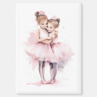 Ballerina Sisters Embracing Pink Tutu Hug Tanz Magnet