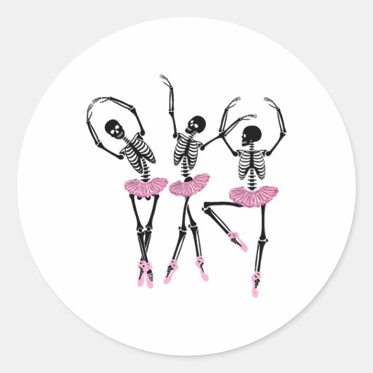 Ballerina Skeletons Tanzen Halloween Ballerina Sk Runder Aufkleber (Vorderseite)