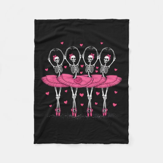 Ballerina Skelettanz Weihnachtsballon Fleecedecke (Vorderseite)