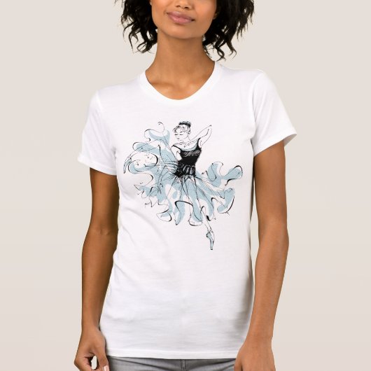 Ballerina Sketch in Blue T-Shirt (Vorderseite)