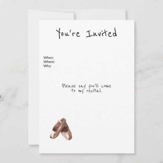 Ballerina Slippers Einladung (Rückseite)