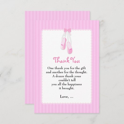 Ballerina Slippers Pink Ballet Danke Karten (Vorne/Hinten)