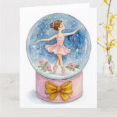 Ballerina Snow Globe Christmas Holiday Card Karte (Gelbe Blume)