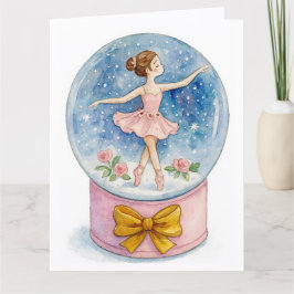 Ballerina Snow Globe Christmas Holiday Card Karte