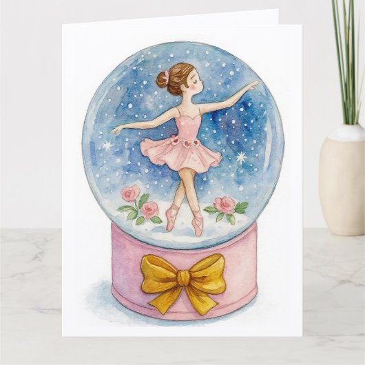 Ballerina Snow Globe Christmas Holiday Card Karte (Vorderseite)