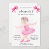 Ballerina Sparkle Geburtstagsfeier Einladung (Vorne/Hinten)