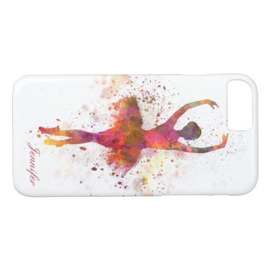 Ballerina Spritzer Art Personalisierter Name | Bal Case-Mate iPhone Hülle (Rückseite (Horizontal))