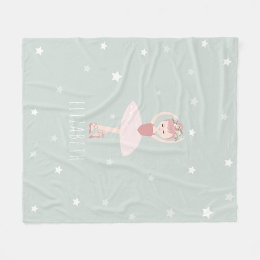 Ballerina Stars Aquamarin Fleecedecke (Vorderseite (Horizontal))
