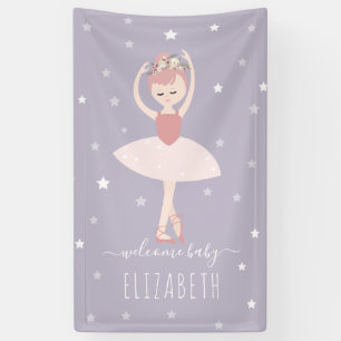 Ballerina Stars Lila Girl Babydusche Banner