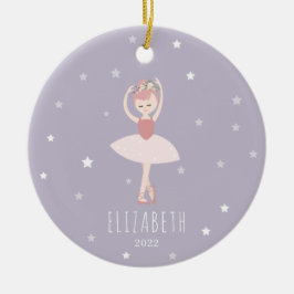Ballerina Stars Lila Little Girl Keramik Ornament