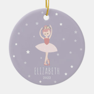 Ballerina Stars Lila Little Girl Keramik Ornament