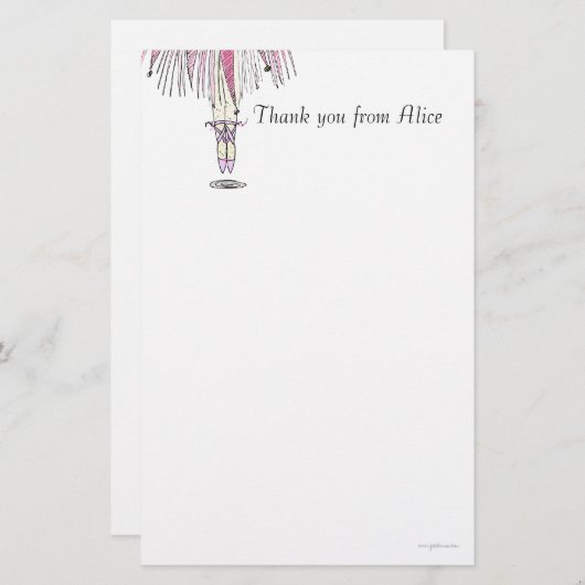 Ballerina Stationery - Alice in Pink und Lavernder Briefpapier (Vorne/Hinten)