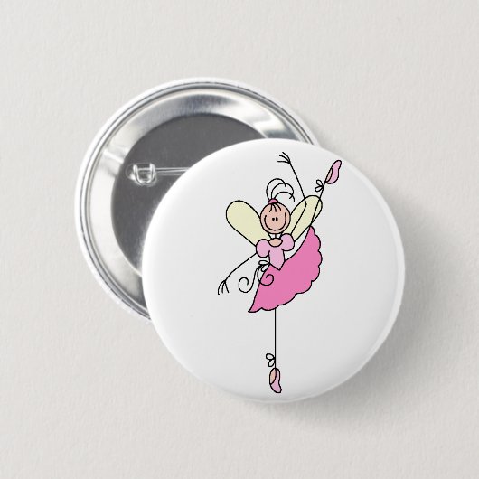 Ballerina-Strichmännchen-Knopf Button (Vorne & Hinten)