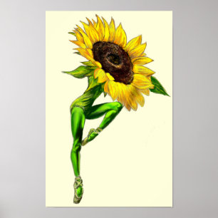 Ballerina Sunflower Ballet Tänzerin Postermalerei Poster