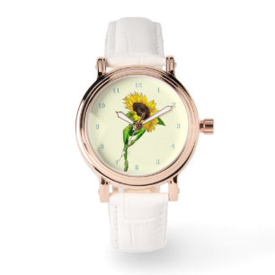 Ballerina Sunflower Balletttänzerin Geschenk Armbanduhr