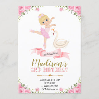 Ballerina swan Tutu niedliche Geburtstag Party Ein Einladung