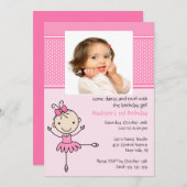 Ballerina-Tanz-Foto-Geburtstags-Einladung Einladung (Vorne/Hinten)